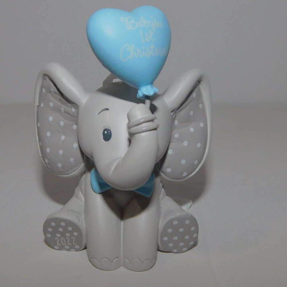 Hallmark Baby Boy 1st First Christmas Elephant Blue Heart Balloon Ornament 2022
